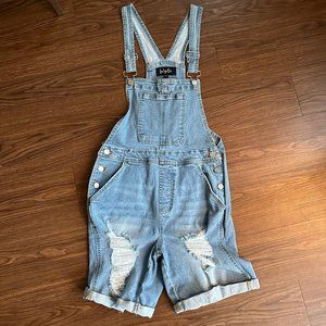 7" Inseam Overalls Super High Rise Blue Jean Shorts - Indigo Rein - Size 9 / 28